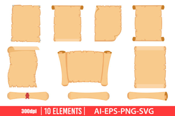 Download Papyrus Scroll Clipart Set - Set Collection